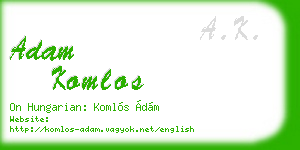 adam komlos business card